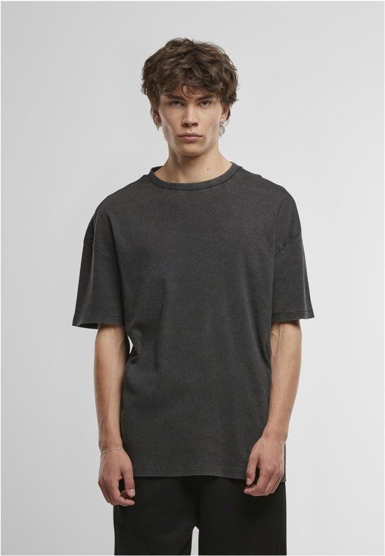 Urban Classics Washed Look Ribbed T-shirt Heren T-shirt - zwart - L