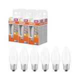 OSRAM LED-lamp Ster kaarsvorm B25 filament, 2700 K warm wit, 1,8 W, E27, mat, 250 lm, 15.000 h, voor tafellampen, decoratieve armaturen, 6-Pack