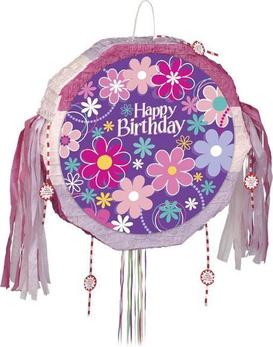 Unique Happy Birthday Piñata - Pink - Paper - 47x47x30 cm - Birthday
