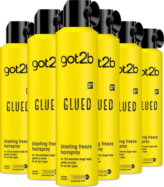 Got2b Glued Hairspray - 6 x 300ml - Ultra-sterke Fixatie - 72u Hold - Voordeelverpakking
