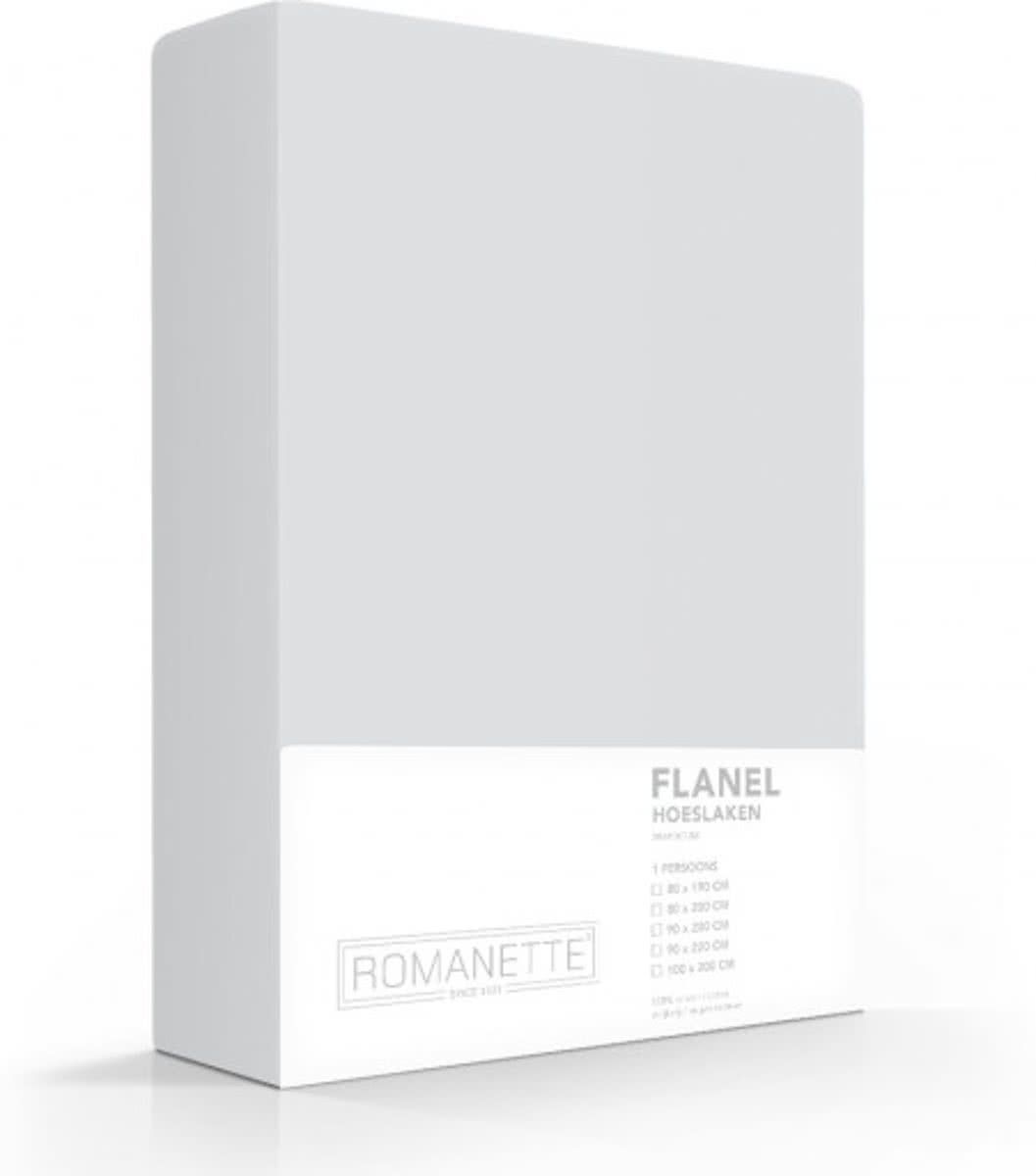 Romanette Hoeslaken Lichtgrijs Flanel 90 x 200 cm