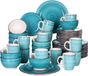 Noble Service de table – Service de table – pour 12 personnes – 48 pièces – Céramique – Petites assiettes – Bleu, design élégant