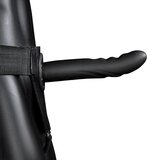 Ouch! Textured Curved Hollow Strap-On - Black - 20 cm
