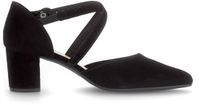 Gabor Pumps met Bandje 81.343.17 Zwart Suède Blokhak Puntige Neus Maat 38