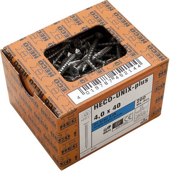 Heco Unix Plus Spaanplaatschroef 6.0x60mm - 200 stuks