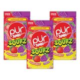 PUR Jumbo SOURZ Gum | Aspartaamvrije kauwgom | Met xylitol | Natuurlijke smaak | Zure aardbei, zure druif, 20 stuks (Pak van 3)