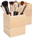Excellent Houseware Make up organizer bakje - 2x - hout - 8 x 8 x 10 cm - vierkant - sorteerbakje - kwasten