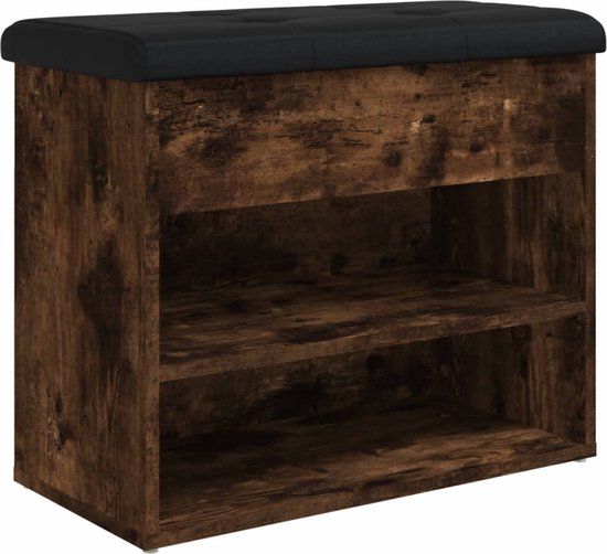 vidaXL Schoenenbankje - 62x32x50 cm - Bewerkt Hout - Gerookt Eikenkleurig