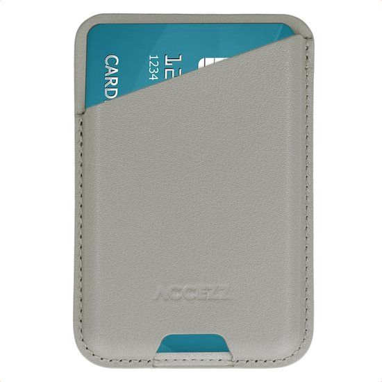 Accezz Magnetische Leren Pasjeshouder - Wallet Kaarthouder geschikt voor Apple Find My - Light Grey