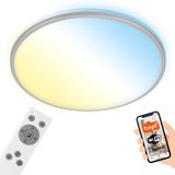 BRILONER - IVY S - LED plafondlamp - 24W - 2500 lm - instelbare kleurtemperatuur - nachtlichtfunctie, timerfunctie, geheugenfunctie - dimbaar via afstandsbediening - Amazon Echo en Google Home - IP20 - Ø 33,3 cm