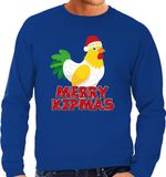 Bellatio Decorations Foute Kersttrui voor heren - Merry Kipmas - blauw - L