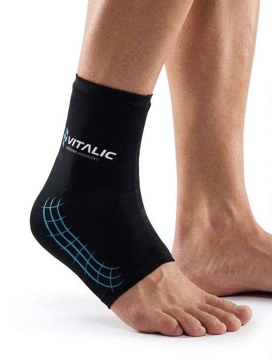 Vitalic Enkelbrace - INCL 4 WEKEN DUREND HERSTELPLAN GEMAAKT DOOR ONZE FYSIO - icepack met Gelpack – Coolpack Verkoelend & Verwarmend – Ondersteuning bij Verstuiking, Zwelling & Pijn – S/M/L