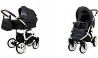 BabyLux® Kinderwagen 2in1 – OPTIMAL - BLACK FLEX WHITE FRAME