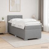 vidaXL Boxspringbed met matras, lichtgrijs, 90 x 190 cm, stof