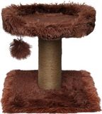 Topmast Krabpaal Fluffy Carasco - Bruin - 39 x 39 x 40 cm - Made in EU - Krabpaal voor Katten - Met Kattenmand - Sterk Sisal Touw