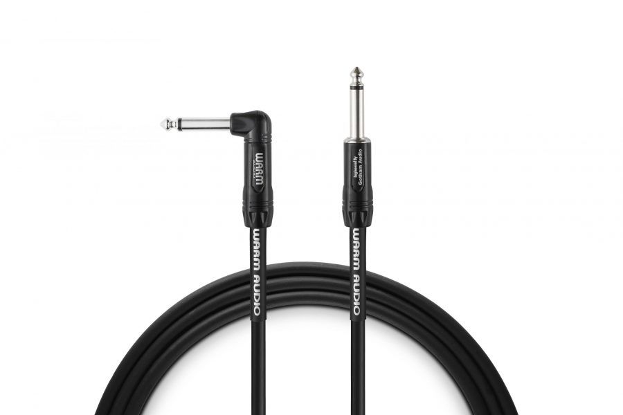 Warm Audio PRO-TS-1RT-20 Instrument Cable - 6.1m - 6.35mm TS - Angled/Straight - Black