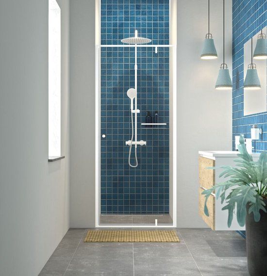 Sealskin Contour Draaideur voor nis 90x200cm - Mat Wit - Antikalk - Transparant Glas