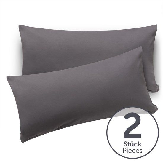 Blumtal Kussenslopen - 40x80cm - 100% Katoen - Grijs - Set van 2
