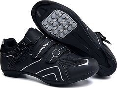 RAMBUX RAMBUX® - Fietsschoenen - MTB Schoenen Heren & Dames - Zwart Zilver - Platte Zool - Wielrenschoenen - Klikschoenen - Mountainbike - Racefiets - Maat 41