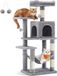 Feandrea Arbre à chat, hauteur 112 cm, arbre à chat, maison pour chat à plusieurs étages, avec 4 arbres à chat, 2 plates-formes, hamac, grotte, gris clair