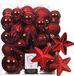 Kaemingk B.V. Boules de Noël, ornements de Noël et étoile - 56x pièces - rouge - plastique