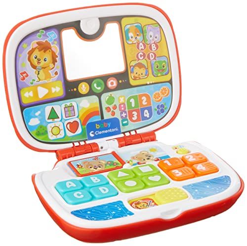 Clementoni 59286 Baby - babylaptop dierenvrienden, speelgoed met geluids- en lichteffecten, werkt leuk en educatief, voor peuters van 9 tot 36 maanden