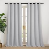 NICETOWN Verduisteringsgordijnen, raamdecoratie, dubbele gordijnen, met oogjes, isolatie, ondoorzichtig, voor huis, slaapkamer, woonkamer, L 140 x H 240 cm, lichtgrijs, 2 stuks