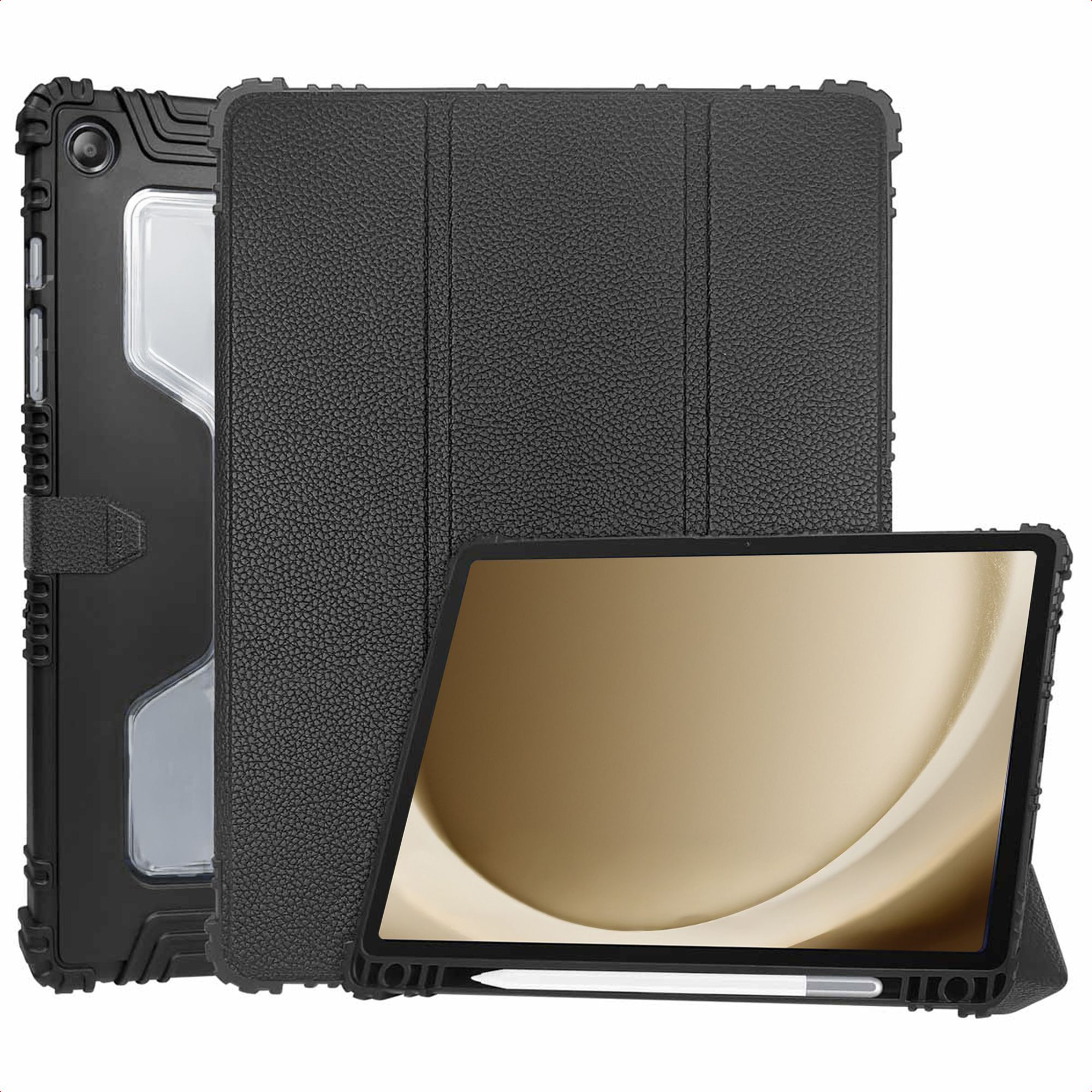 Accezz Rugged Trifold Bookcase Samsung Galaxy Tab A9 Plus - Zwart