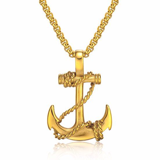Mendes Jewelry Goudkleurige anker kettinghanger