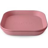 Mushie assiette carrée (lot de 2) dusty rose