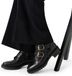 Manfield - Dames - Zwarte leren biker boots met gesp - Maat 37
