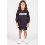 Moschino Girl's Hoodie Dress With Logo Embroidery Black