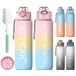 KEPEAK Drinkfles, 1 liter, lekvrij, met rietje of zeef, BPA-vrij, waterfles voor universiteit, kleuterschool, sport, fitness, fiets, outdoor, licht, onbreekbaar, duurzaam