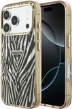 Guess Backcover hoesje voor Apple iPhone 18 Pro Max - HC Magsafe IML Zebra Glitter Triangle Logo - Goud
