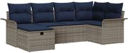 vidaXL Banc de jardin 6 personnes polywood rotin gris/bleu marine