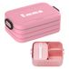 Mepal Bento Take A Break Midi Lunchbox, gepersonaliseerde broodtrommel met naam, bentovak en vork, geschikt voor maximaal 4 boterhammen, BPA-vrij en vaatwasmachinebestendig, 900 ml, Nordic Pink (roze)