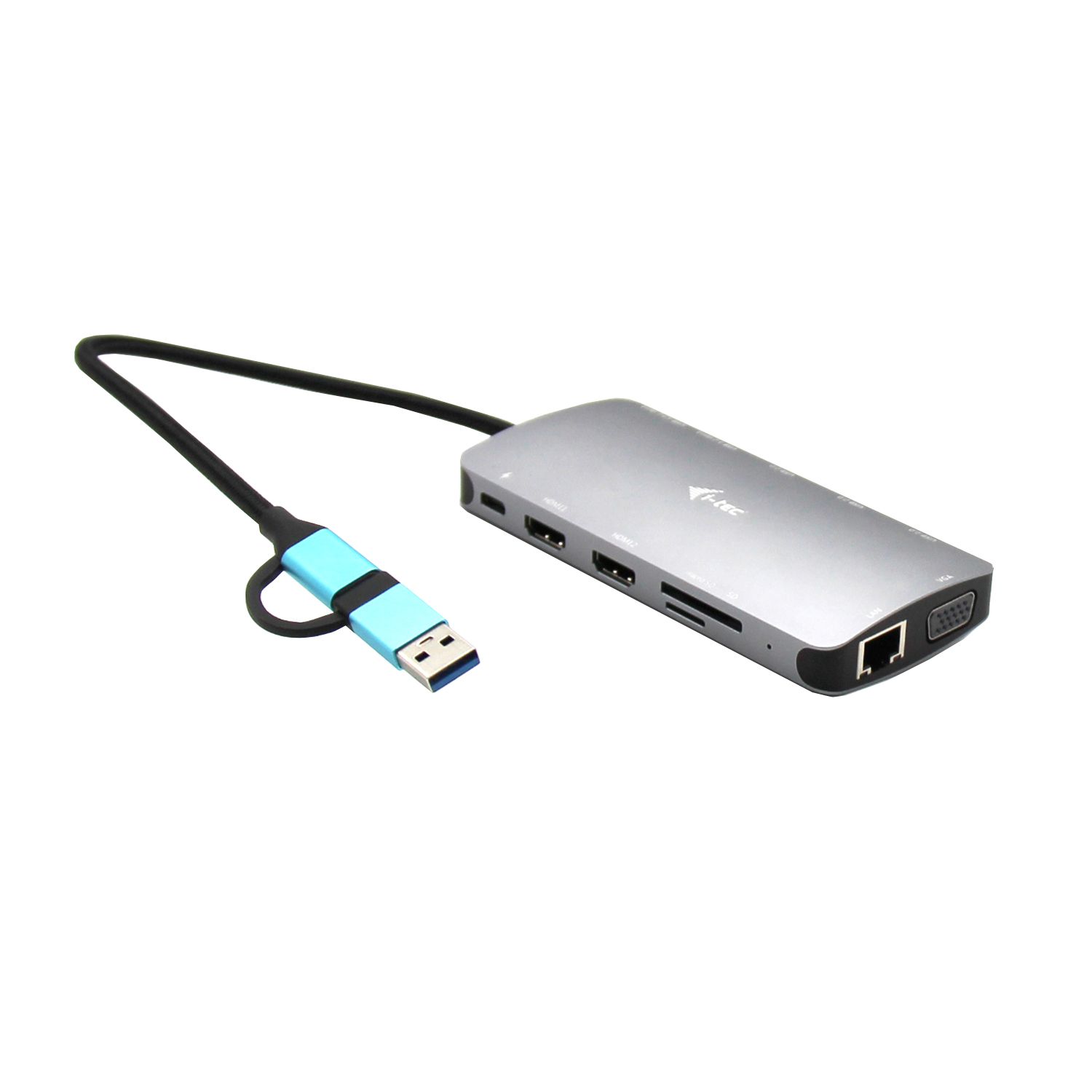 i-Tec USB-C Nano Dock - 3x Display - USB-A, USB-C, HDMI, VGA, Ethernet, SD - Zilver