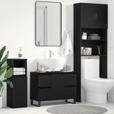 vidaXL Badkamerkast Zwart Eiken 80 x 33 x 60 cm Bewerkt Hout