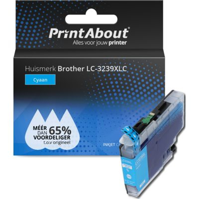 PrintAbout Huismerk Brother LC-3239XLC Inktcartridge Cyaan Hoge capaciteit