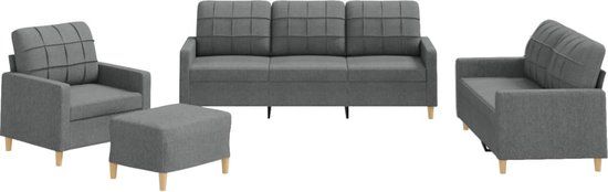 vidaXL 4-delige Loungeset met kussens stof donkergrijs