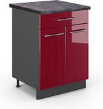 Vicco Fame-Line Keukenonderkast – 60 cm met lade, WB Antraciet Bordeauxrode hoogglans