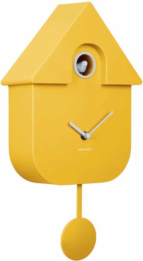 Karlsson Koekoeksklok Modern Cuckoo - Geel - 8.5x21.5x41cm - Wandklok Scandinavisch