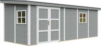 Timbela M941B-CAVERN STEEL - LP SmartSide Tuinhuis op houtbasis - 14,3 m² - 648x248xH231 cm - zonder vloer en zijwand (totaal 3 wanden) met verf