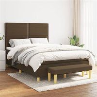 vidaXL Sommier à Lattes de Lit avec Matelas, Lit Rembourré, Lit Double, Lit Adulte de Chambre à Coucher Intérieur, Moderne, Marron Foncé 140x190 cm