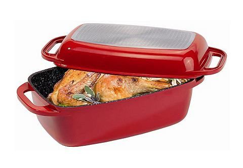 Stoneline Rechthoekige braadpan van gietaluminium - rood - 5,6 liter