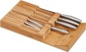 Bloc à couteaux sans marque pour 5 couteaux - porte-couteaux en bambou - horizontal - aspect naturel - blanc