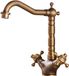 Sans marque Robinet de cuisine - Robinet à deux poignées - Chaud et froid - Style antique - 24 cm - Doré