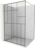 Mexen Kioto paroi de douche Walk-in 80 x 200 cm, motif noir 8 mm, or brossé