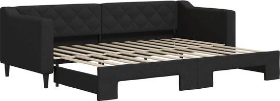 vidaXL Slaapbank met onderschuifbed 80x200 cm stof zwart