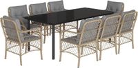 vidaXL Ensemble de jardin 9 pièces Poly rotin beige avec coussins